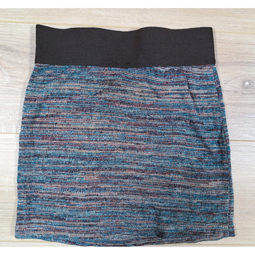 Drama Gold Y2K Space Dye Knit Mini Skirt‎ Multi Color Elastic Waist Size Medium